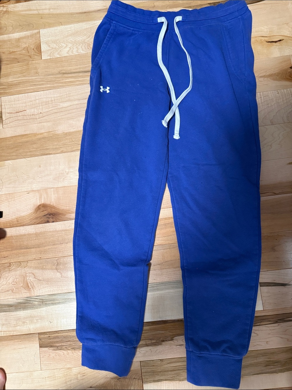 Under Armour Royal Blue Kids Fleece Joggers with White Drawstring